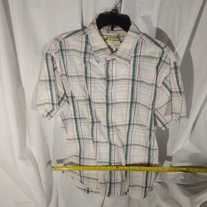 Men's Machine Custom Co.  Plaid Button Up Short Sleeve Shirt, Size L